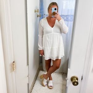 White Long Sleeve Mini Dress